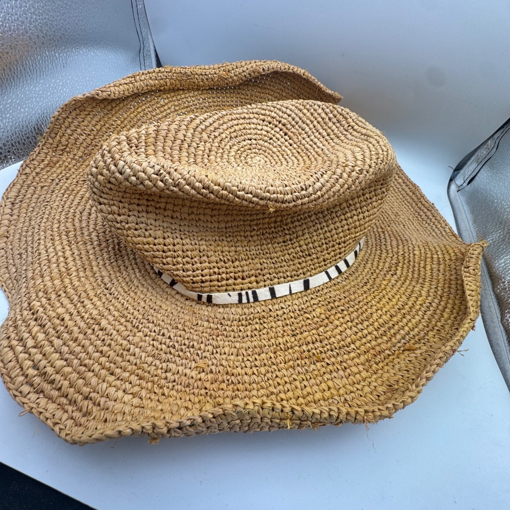 Hat Attack Sun Hat Millie Continental Beach Day Raffia Straw Floppy Wide Brim - Picture 2 of 10
